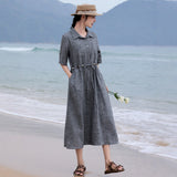 Luster Smoke Gray Cheongsam Qipao Dress