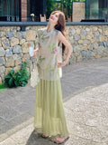 Monarch 2-Piece Green Printed Cheongsam Set