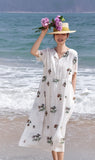 Mirabel Darling White Ramie Cheongsam Dress Embroidered Qipao