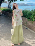 Monarch 2-Piece Green Printed Cheongsam Set