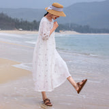 Purity Ornamental Ramie Cheongsam Dress Embroidered Qipao
