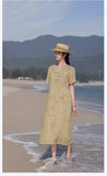 Kiara Flowing V Neck Floral Cheongsam Qipao Dress