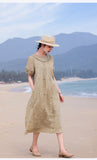 Violetta Iconic Ramie Embroidered Cheongsam Dress Puff Sleeves Qipao