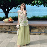 Monarch 2-Piece Green Printed Cheongsam Set