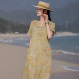 Kiara Flowing V Neck Floral Cheongsam Qipao Dress