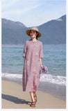 Acacia Queenly Heavy Embroidery Cheongsam Dress Stand Collar Qipao