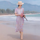 Zorina Floral V Neck Cheongsam Qipao Dress