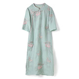 Bryony Lotus Koi Embroidered Cheongsam Qipao Dress