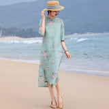 Bryony Lotus Koi Embroidered Cheongsam Qipao Dress