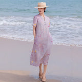 Zorina Floral V Neck Cheongsam Qipao Dress