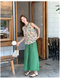 Rosalinda 2-Piece Printed Vest Wide-Leg Pants Cheongsam