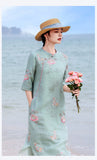 Bryony Lotus Koi Embroidered Cheongsam Qipao Dress