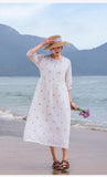 Purity Ornamental Ramie Cheongsam Dress Embroidered Qipao