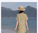 Kiara Flowing V Neck Floral Cheongsam Qipao Dress