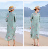 Bryony Lotus Koi Embroidered Cheongsam Qipao Dress
