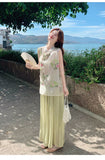 Monarch 2-Piece Green Printed Cheongsam Set