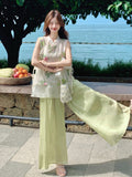 Monarch 2-Piece Green Printed Cheongsam Set