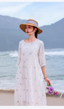 Purity Ornamental Ramie Cheongsam Dress Embroidered Qipao