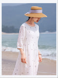 Purity Ornamental Ramie Cheongsam Dress Embroidered Qipao