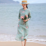 Bryony Lotus Koi Embroidered Cheongsam Qipao Dress