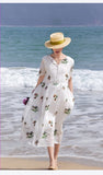 Mirabel Darling White Ramie Cheongsam Dress Embroidered Qipao