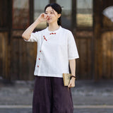 Opulence Color-Block Ramie Cotton Cheongsam Shirt