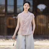Vivian Light Pink Ramie Cheongsam Top