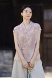 Vivian Light Pink Ramie Cheongsam Top