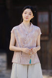 Vivian Light Pink Ramie Cheongsam Top