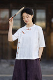 Opulence Color-Block Ramie Cotton Cheongsam Shirt