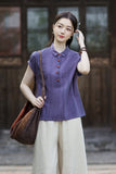 Cecilia Lapel Cotton Ramie Cheongsam Top