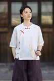 Opulence Color-Block Ramie Cotton Cheongsam Shirt