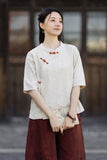 Opulence Color-Block Ramie Cotton Cheongsam Shirt