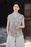 Vivian Light Pink Ramie Cheongsam Top