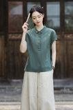 Cecilia Lapel Cotton Ramie Cheongsam Top