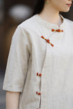 Opulence Color-Block Ramie Cotton Cheongsam Shirt