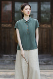 Cecilia Lapel Cotton Ramie Cheongsam Top