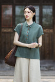 Cecilia Lapel Cotton Ramie Cheongsam Top