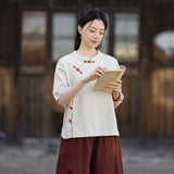 Opulence Color-Block Ramie Cotton Cheongsam Shirt