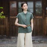 Cecilia Lapel Cotton Ramie Cheongsam Top