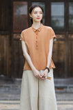 Cecilia Lapel Cotton Ramie Cheongsam Top