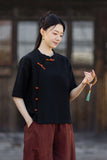 Opulence Color-Block Ramie Cotton Cheongsam Shirt