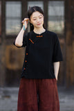 Opulence Color-Block Ramie Cotton Cheongsam Shirt