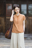 Cecilia Lapel Cotton Ramie Cheongsam Top