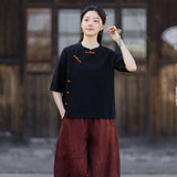 Opulence Color-Block Ramie Cotton Cheongsam Shirt