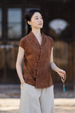 Vivian Light Pink Ramie Cheongsam Top