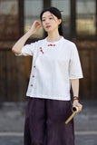Opulence Color-Block Ramie Cotton Cheongsam Shirt