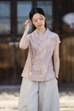 Vivian Light Pink Ramie Cheongsam Top