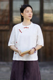 Opulence Color-Block Ramie Cotton Cheongsam Shirt