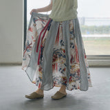 Classic Print Oversized Contrast Cheongsam Skirt